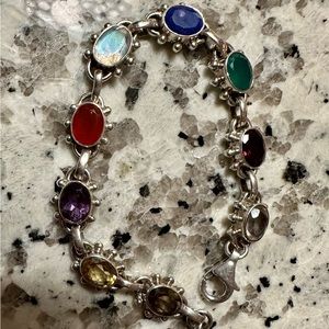 Nicky Butler Multi Stone SS Bracelet 7”